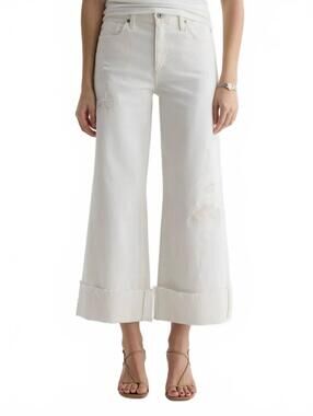 NEW AG JEANS saige wide leg crop jeans in powder mended
